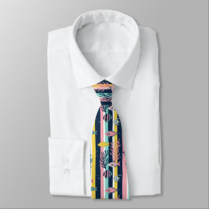 Retro Nautical Watercolor Pattern (7) Tie