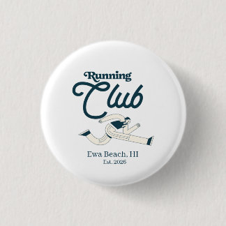 Retro Navy Blue Running Club Personalized Graphic 1 Inch Round Button