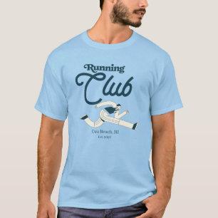 Retro Navy Blue Running Club Personalized Graphic T-Shirt