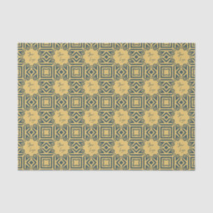 Retro Navy Brown Pattern Custom Business Logo Tissue Paper