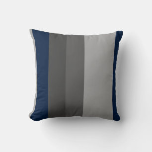 Retro Navy Gray Vertical Stripes Throw Pillow