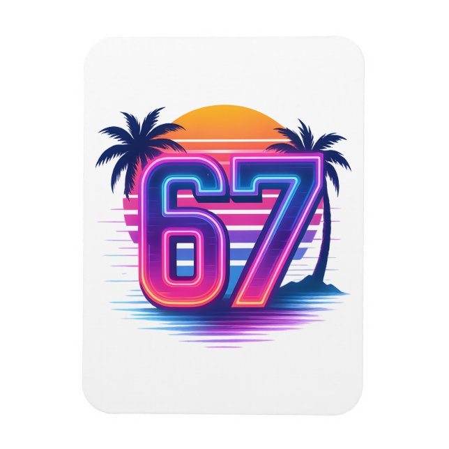 Retro Neon 67 Aesthetic Magnet (Vertical)