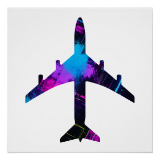 Retro Neon Airplane Poster