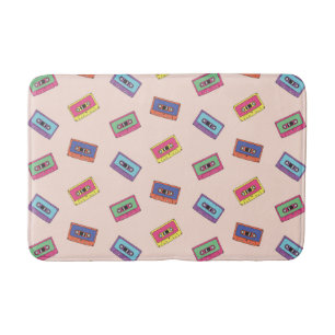 Retro Neon Audio Cassette Tape Pattern Bath Mat