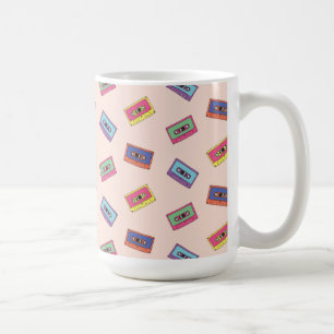 Retro Neon Audio Cassette Tape Pattern Coffee Mug