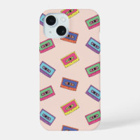 Retro Neon Audio Cassette Tape Pattern