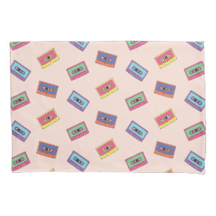 Retro Neon Audio Cassette Tape Pattern Pillowcase