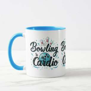 Retro Neon "Bowling Is My Cardio" Funny Bowling Mug