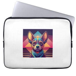 Retro Neon Chihuahua � Vibrant Synthwave Dog Art Laptop Sleeve