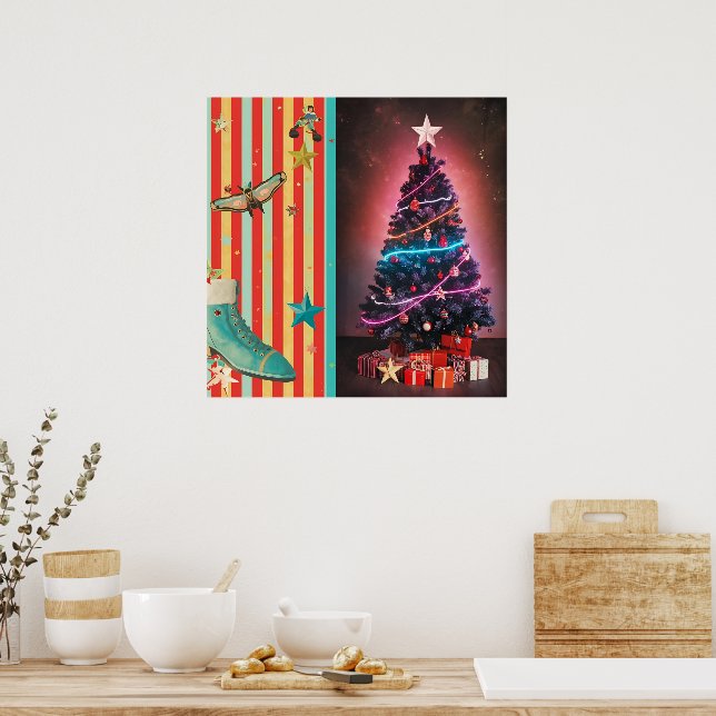 Retro Neon Christmas  Poster (Kitchen)