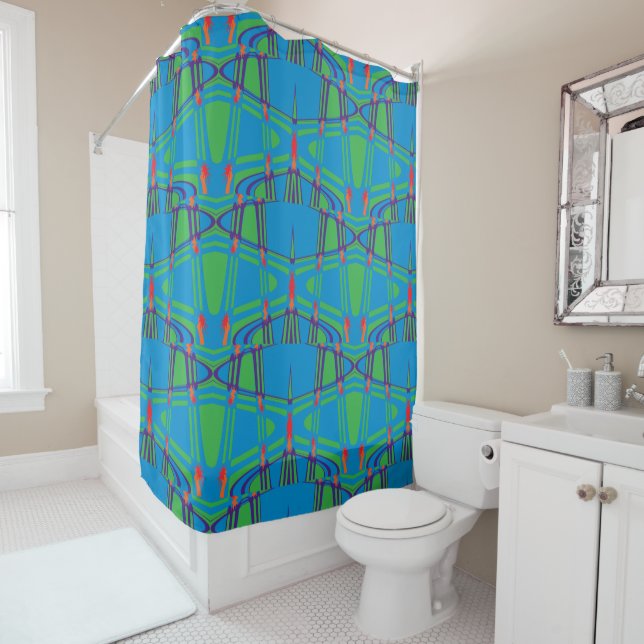 Retro Neon Circuit Shower Curtain (In Situ)