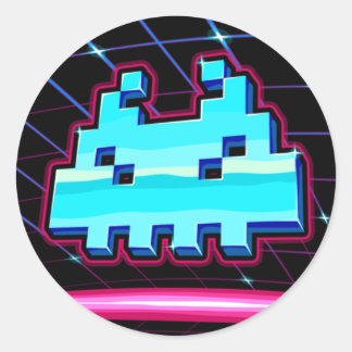 Retro Neon Classic Round Sticker