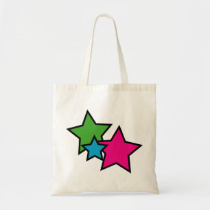 Retro Neon Colourful Stars Bold Pattern Tote Bag