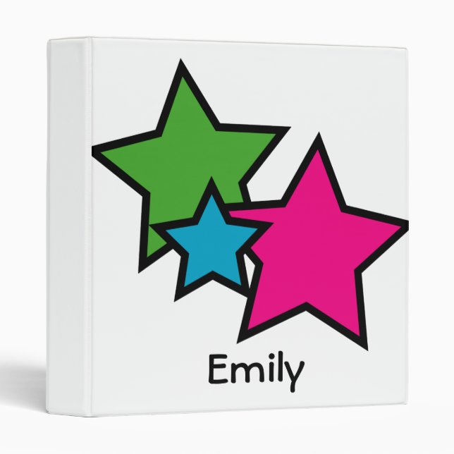 Retro Neon Colourful Stars Pattern Binder (Front/Spine)