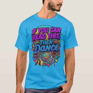 Retro Neon Disco Ball Dance Party Graphic Design T-Shirt