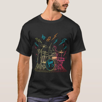 Retro Neon Drummer T-Shirt