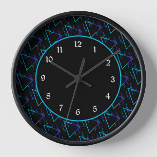 Retro Neon Geometric Pattern  Clock