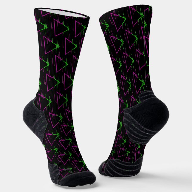 Retro Neon Geometric Pattern Socks (Angled)
