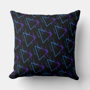 Retro Neon Geometric Pattern Throw Pillow