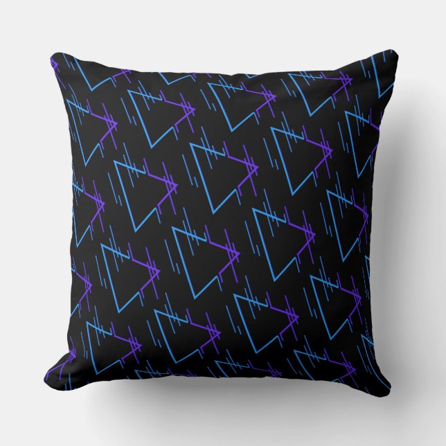 Retro Neon Geometric Pattern Throw Pillow (Front)