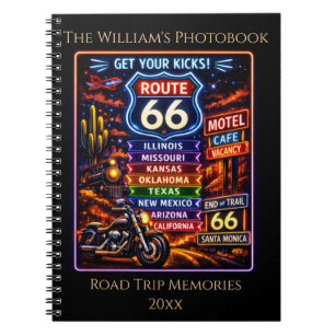 Retro Neon Get Your Kicks Route 66 Album Notebook
