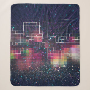Retro neon lights and geometric seamless pattern sherpa blanket