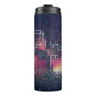 Retro neon lights and geometric seamless pattern thermal tumbler