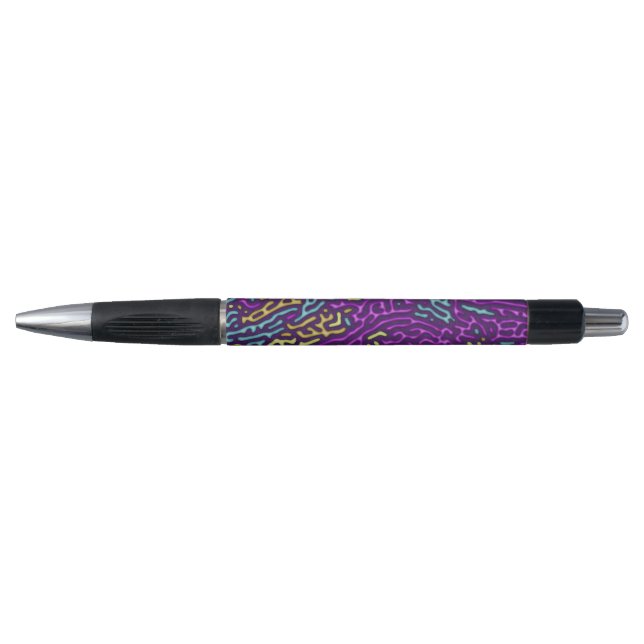 Retro Neon Maze Pattern – Arcade Aesthetic Pen (Front)