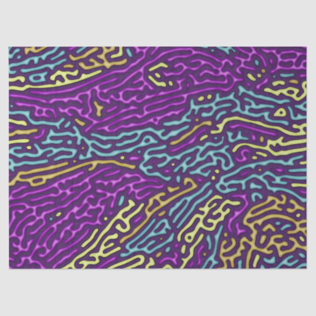 Retro Neon Maze Pattern – Arcade Aesthetic Tissue Paper (Front)