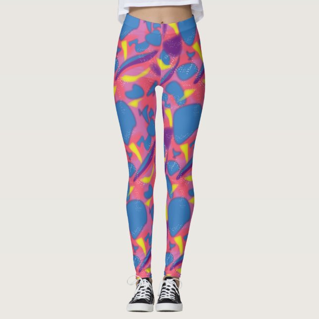 Retro Neon Multicolor Leggings (Front)