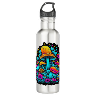 Retro Neon Mushrooms and Flowers 710 Ml Water Bottle