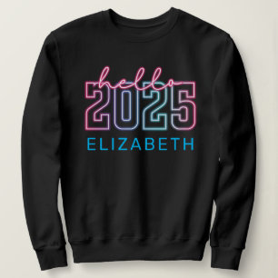 Retro Neon New Year 2025 Vibes Black Sweatshirt