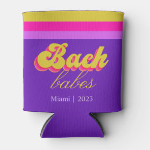 Retro Neon Purple Bachelorette Party  Can Cooler