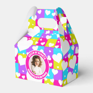 Retro Neon Queen Of Hearts Birthday Party Photo Favor Box