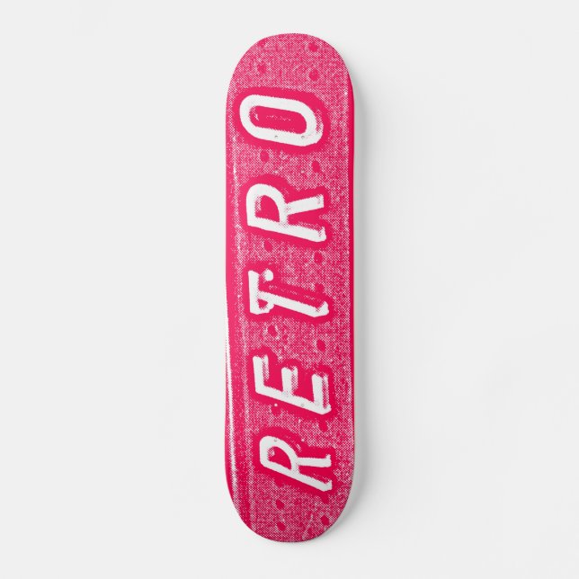 Retro - Neon Red and White Skateboard (Front)