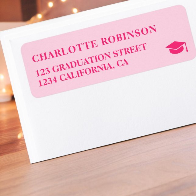Retro néon rose pastel graduation (Retro neon pink pastel graduation label)