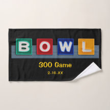 Retro Neon Sign 300 Game, Bowling Towel