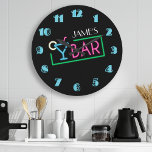 Retro Neon Sign Coffee Cafe Large Clock<br><div class="desc">Personalized Name Custom Retro Black Glowing Neon Sign Cocktail Bar Wall Clock by Printable Pretty. Perfect Clock for the Home Mini Bar,  or Man Cave and makes a great gift!</div>