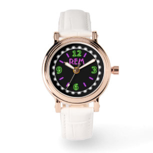 Retro Neon Sign in Violet and Green - Personalized Watch