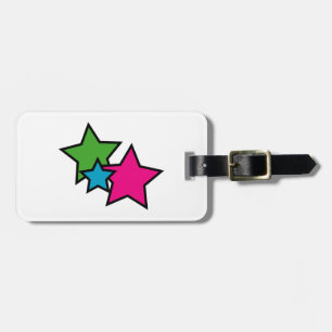 Retro Neon Stars Graphic Personalize Luggage Tag