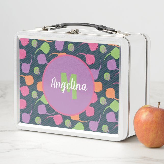 Retro Neon Stingray Metal Lunch Box (In Situ)