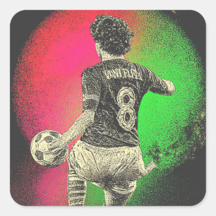 Retro Neon Striker – 80s Vaporwave Soccer Sticker