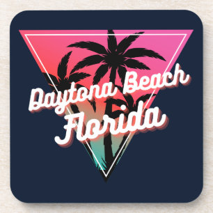 Retro Neon Sunset Palm Trees Daytona Beach Florida Coaster