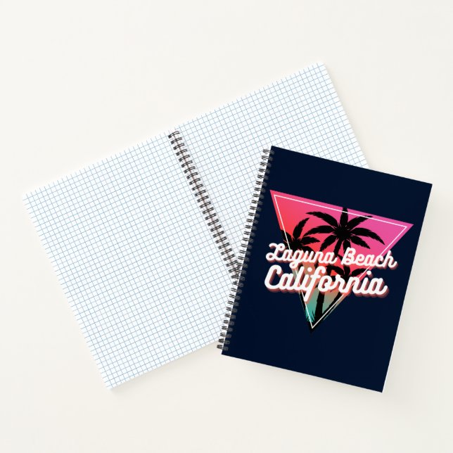 Retro Neon Sunset Palm Trees Laguna Beach Notebook (Inside)