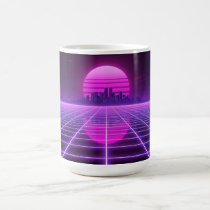 Retro Neon Synthwave Infinity Grid Aesthetic Coffe Coffee Mug