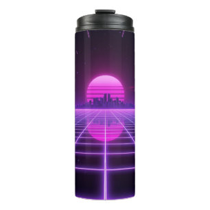 Retro Neon Synthwave Infinity Grid Thermal Tumbler