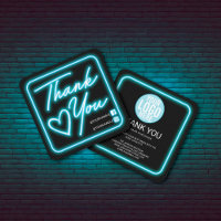 Retro Neon Teal Lighted Sign Customer Thank You