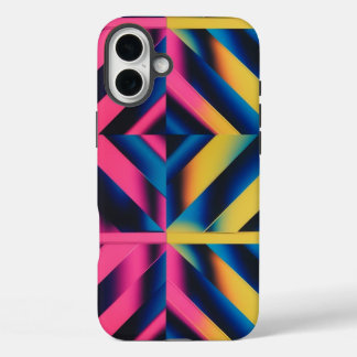Retro Neon Triangles – Bold 80s Geometric iPhone 16 Plus Case
