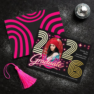 Retro Neon Typography Photo Graduate Announcement