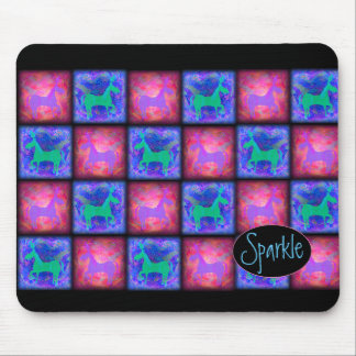 Retro Neon Unicorn Checks Pattern Mouse Pad
